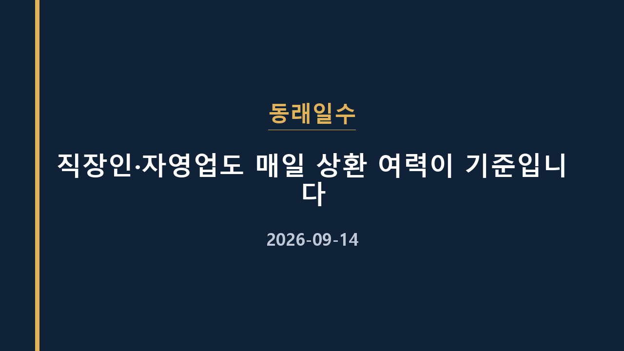 동래일수 직장인·자영업도 매일 상환 여력이 기준입니다